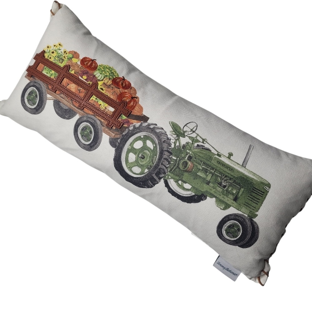 Tommy Bahama Fall Pumpkin Tractor Pillow